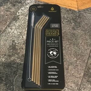 New in Package - Manna Stainless Steel Reusable Straws & Cleaning Brush